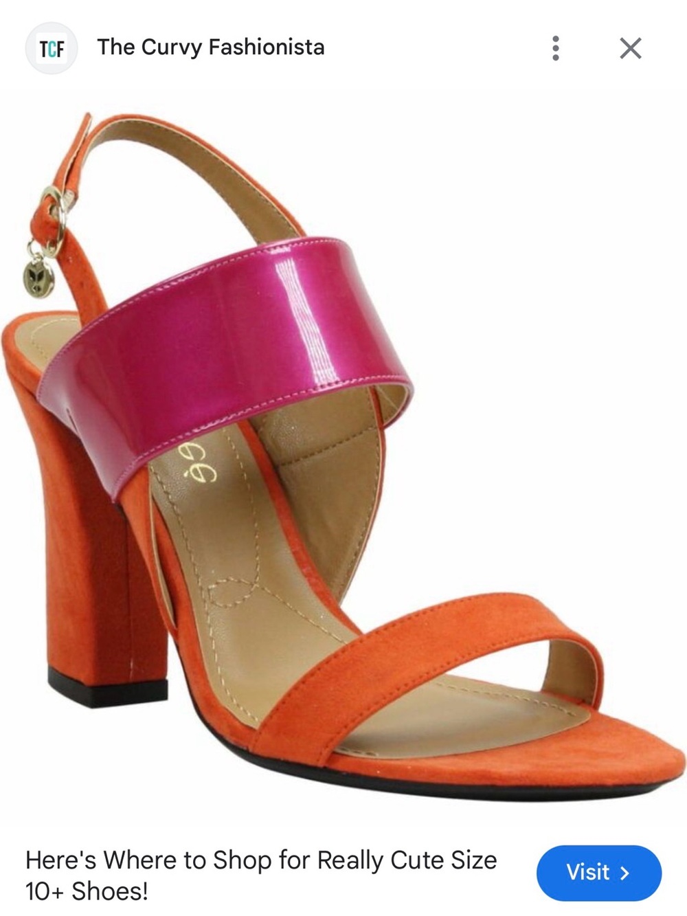 Vibrant Orange & Pink Block Heel Slingback Sandal